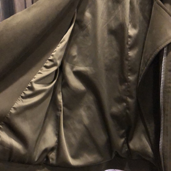 Philosophy Olive Green Faux Leather Zipper Jacket Size XS - Picture 6 of 7